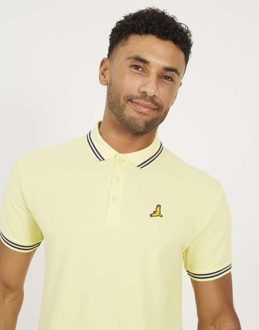 Brave Soul - Polo in cotone gialla a righe colorate a contrasto, 4 di 4
