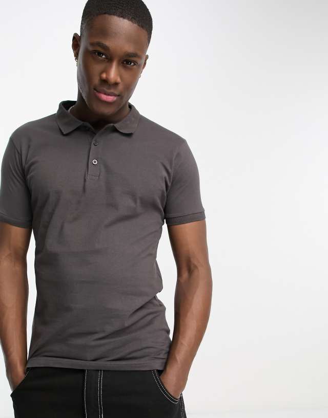 Brave Soul polo in dark charcoal