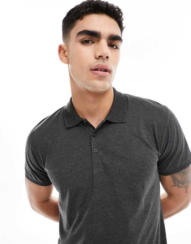 Brave Soul - polo in dark charcoal