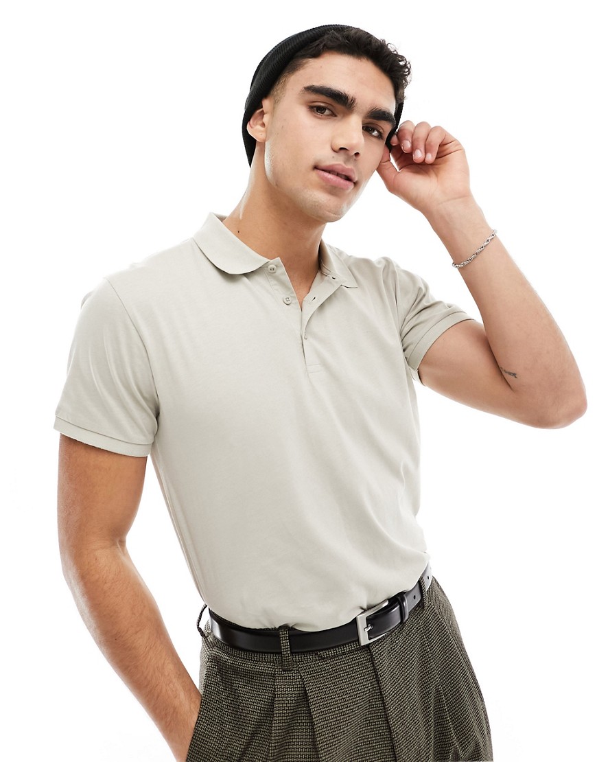 Brave Soul Polo In Light Stone-neutral