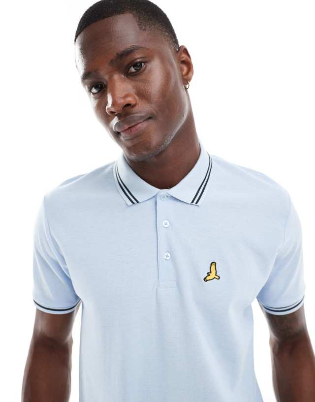 Brave Soul - polo shirt with contrast tipping collar in blue and navy