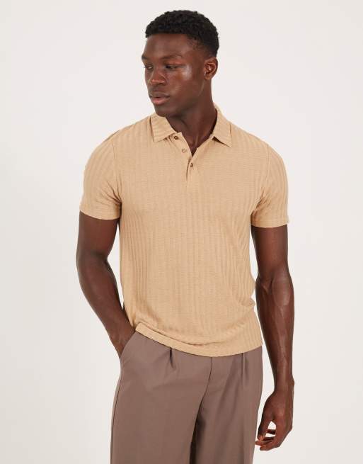 Brave Soul - Polo testurizzata a maniche corte color talpa