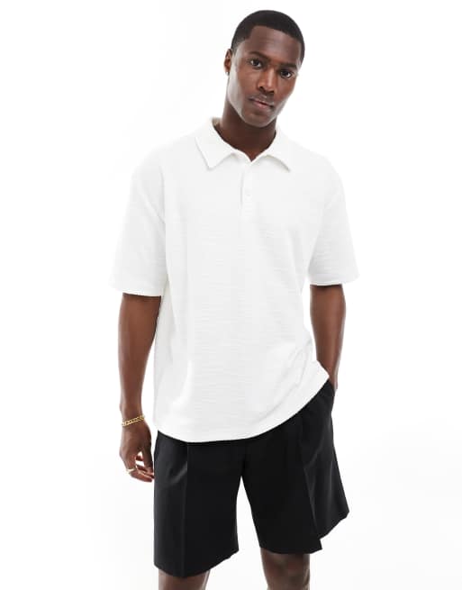 Brave Soul - Polo texturé en bouclé - Crème