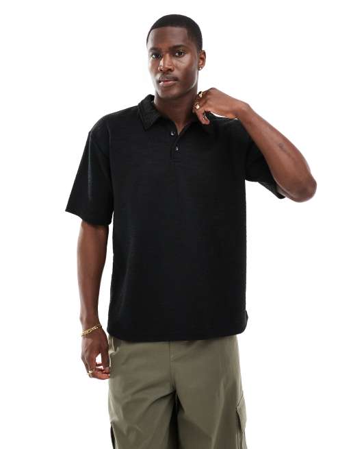 Brave Soul - Polo texturé en bouclé - Noir