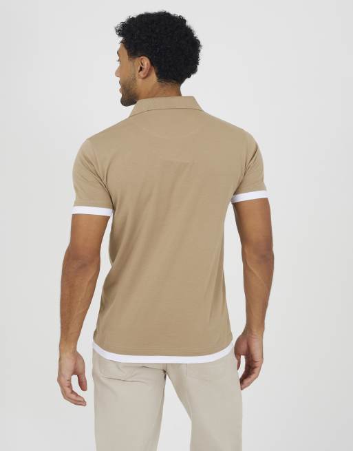 Brave Soul – Polohemd in Steinbeige mit Stehkragen, 2 von 4