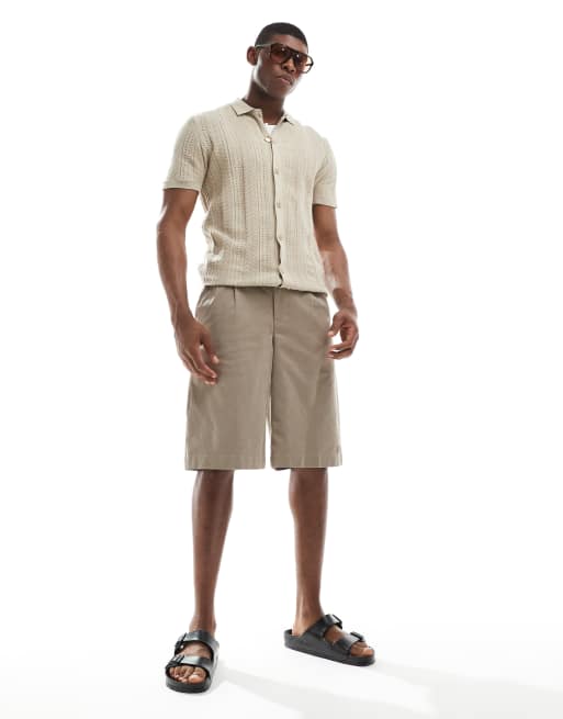 Brave Soul - Poloshirt met knopen in beige, 3 van 4
