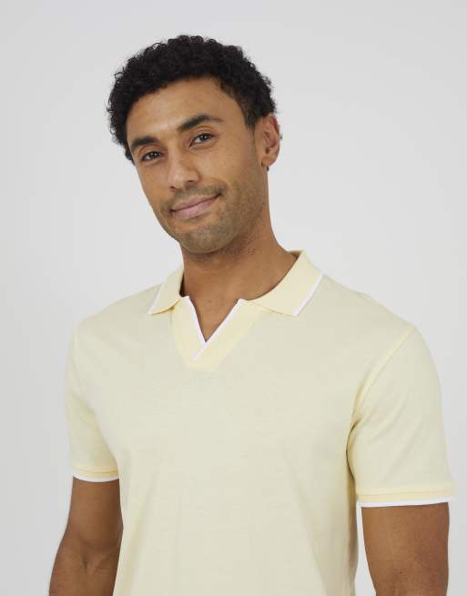 Brave Soul - Poloshirt met open kraag in geel, 4 van 4