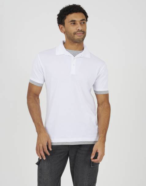Brave Soul - Poloshirt met opstaande hals in wit - view 1