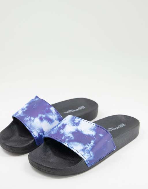 Brave Soul – Pool-Slider mit Batikmuster in Indigoblau