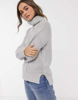 grey knitted roll neck jumper