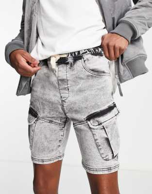 denim cargo shorts