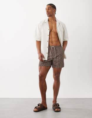 Brave Soul Printed Swim Shorts In Gray