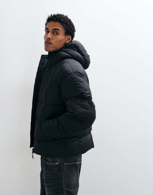 Brave Soul puffer coat with funnel neck in black, 4 of 5