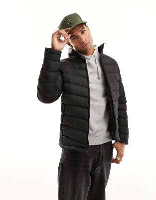 Brave Soul Puffer Jacket In Black