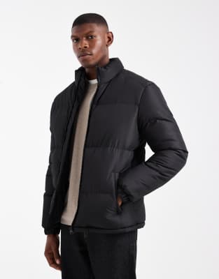 Brave Soul Puffer Jacket In Black