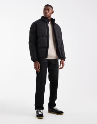 Brave Soul Puffer Jacket In Black