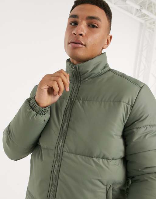 brave soul puffer jacket with funnel neck