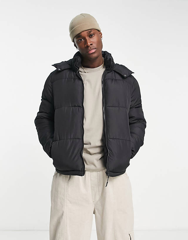 Brave Soul - puffer jacket with hood in black