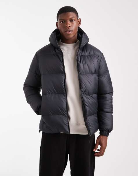 Brave Soul puffer jacket with hood in black - view 1