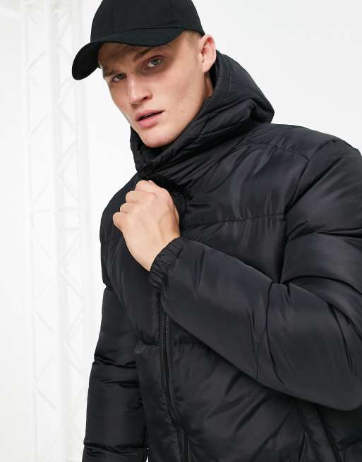 Esprit Short Padded Jacket With Hood in Navy, ASOS