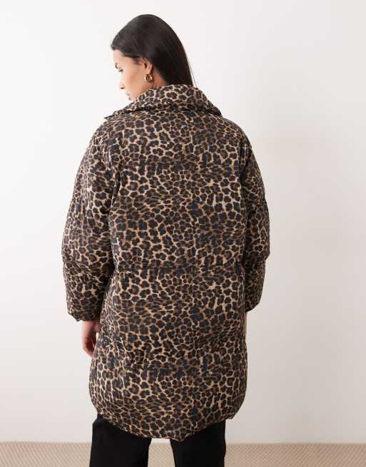 Brave Soul – Pufferjacke mit Kapuze, Taschen und Leopardenmuster, 4 von 4
