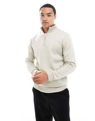 Brave Soul - Pull à col cheminée zippé - Taupe-Neutre