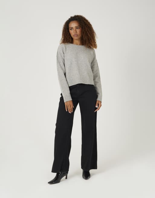 Brave Soul pull coupe loose à coutures apparentes gris moyen, 3 de 4