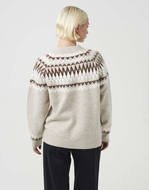 Brave Soul - Pull ras de cou à motif jacquard - Crème, 2 de 4