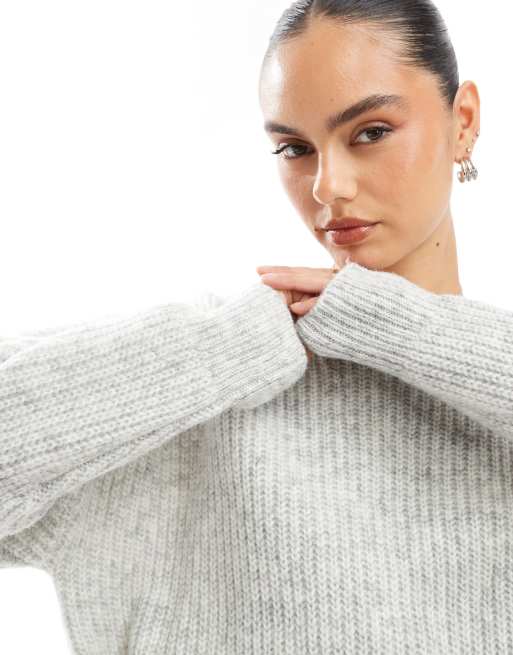 Brave Soul - Pull ras de cou en maille épaisse - Gris