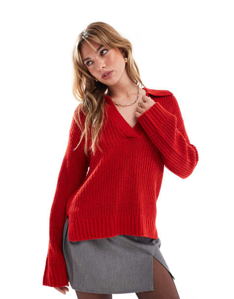 Brave Soul – Pullover in Rot mit Polokragen - view 1