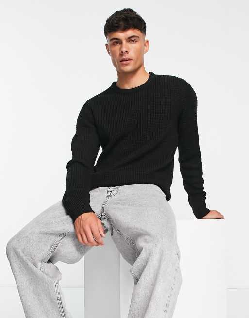 Brave Soul – Pullover in Schwarz mit Ananasmuster
