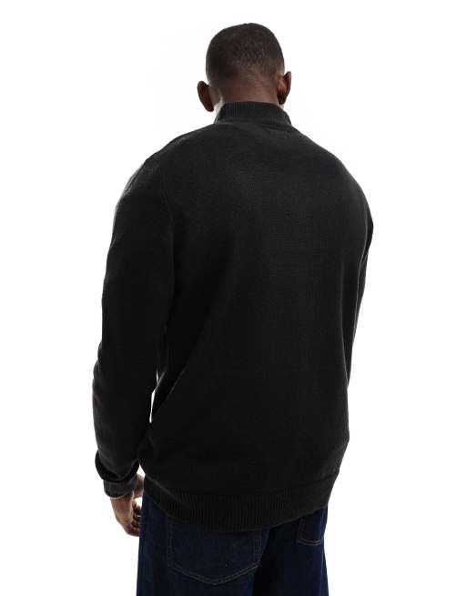 Brave Soul – Pullover mit kurzem Reißverschluss in Schwarz, 2 von 4