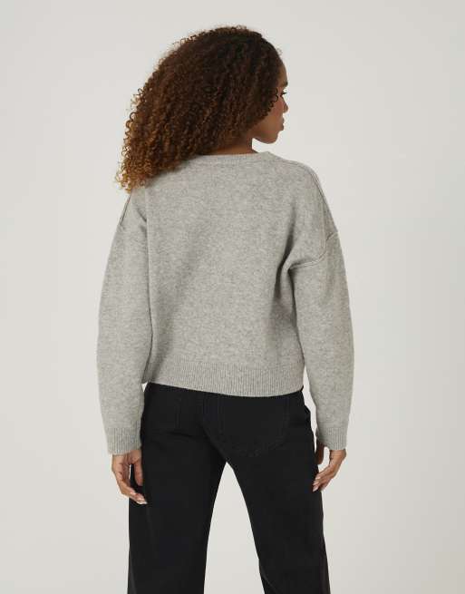Brave Soul Pullover mit lockerer Passform und sichtbaren Nähten in Mittelgrau, 2 von 4