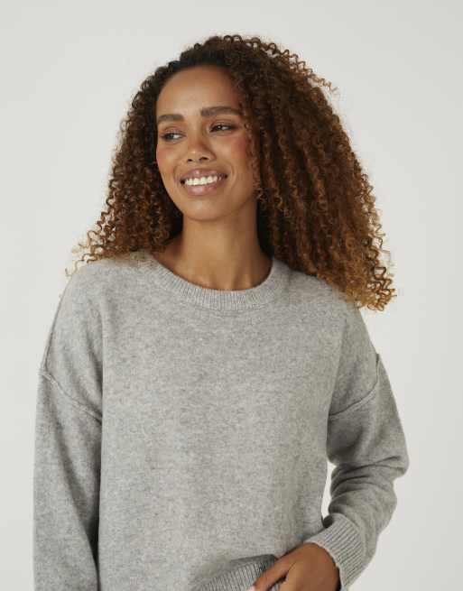 Brave Soul Pullover mit lockerer Passform und sichtbaren Nähten in Mittelgrau, 4 von 4