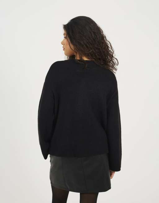 Brave Soul Pullover mit Rundhalsausschnitt, Paillettenmotiv und Christmas-Motiv in Schwarz, 2 von 4