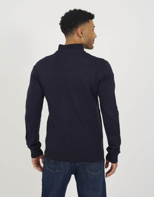 Brave Soul Pullover mit verdecktem Reißverschluss und Stehkragen in Marineblau, 2 von 4