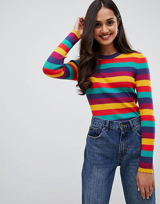 Brave Soul purdy rainbow stripe sweater