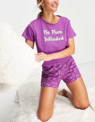 Brave Soul no plum intended short pyjama set in purple - ASOS Price Checker