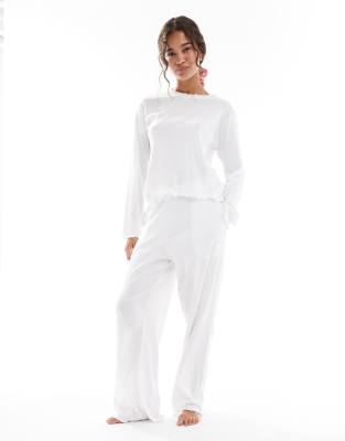Brave Soul - Pyjama manches longues en maille pointelle - Blanc