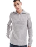 [Brave Soul] Brave Soul quarter zip funnel neck jumper in grey L GREY