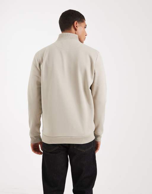 Brave Soul quarter-zip funnel neck sweatshirt in stone, 4 of 5