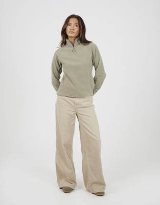 Brave Soul Quarter zip polar fleece sweatshirt in pale green