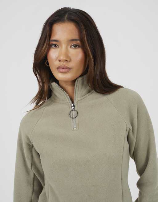 Brave Soul Quarter zip polar fleece sweatshirt in pale green, 3 of 4