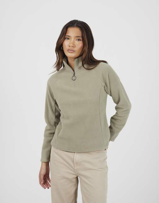 Brave Soul Quarter zip polar fleece sweatshirt in pale green, 4 of 4