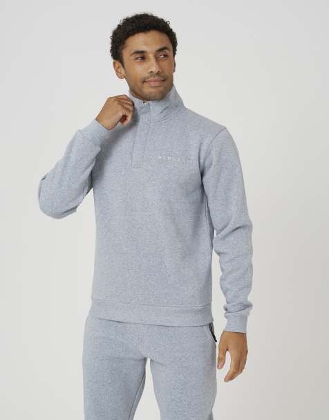 Brave Soul Quarter zip sweatshirt in light grey - view 1