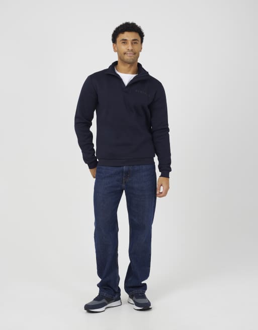 Brave Soul Quarter zip sweatshirt in navy, 3 of 4