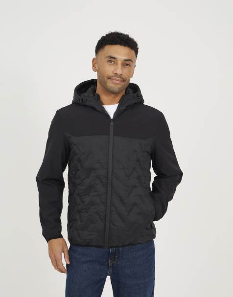 Brave Soul Quilted hooded zip-up jacket in black - view 1