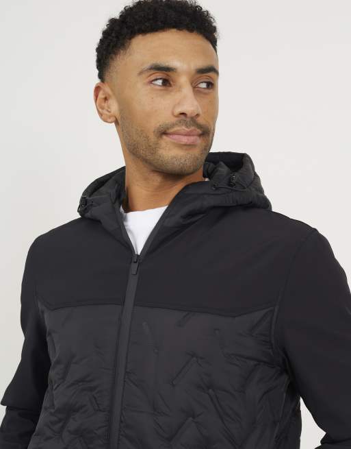 Brave Soul Quilted hooded zip-up jacket in black, 4 of 4