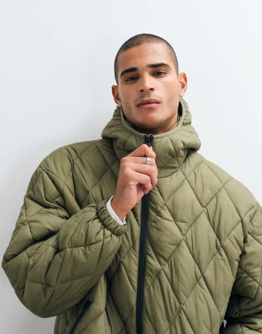 Brave Soul quilted jacket in khaki with hood, 3 of 5