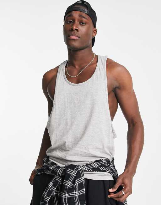 Brave Soul racer back vest in light grey
